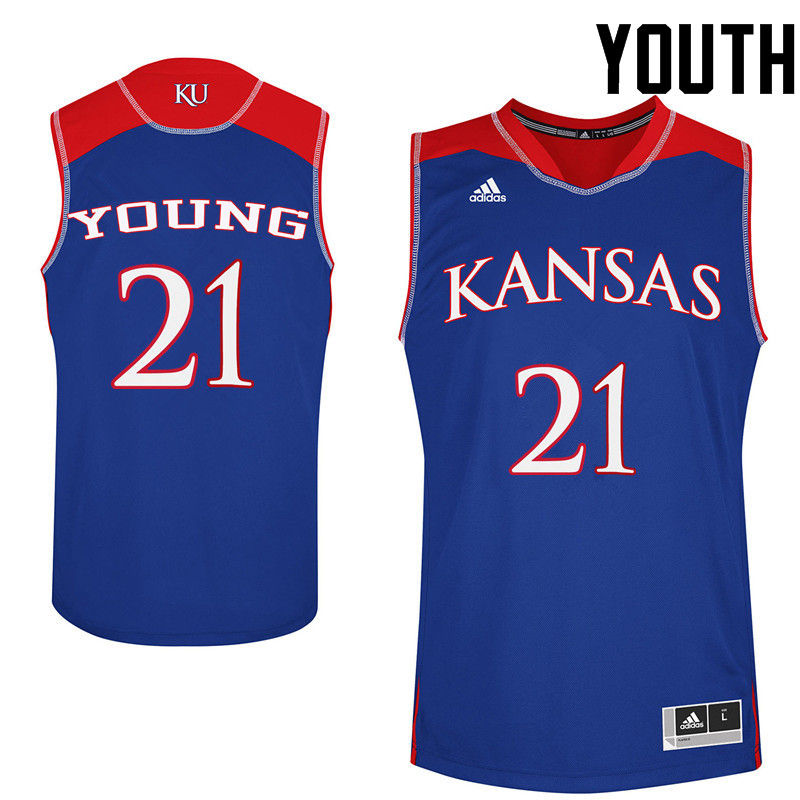 Youth Kansas Jayhawks #21 Clay Young College Basketball Jerseys-Royals - Click Image to Close